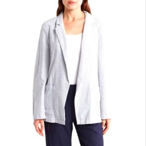 Caslon Stripe Open Front Linen Blend Blazer Size XXL EUC